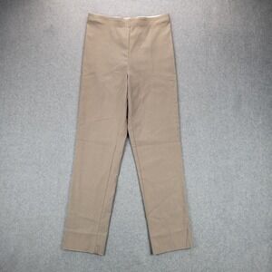 Sara Campbell Sheri Pants Womens M Beige Stretch Straight Leg Pull On Ankle Slit